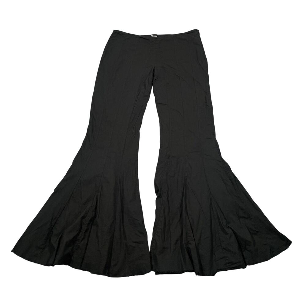 Jarbo Pants 34 US 4 Black Bell Bottom Flared Luxury Statement Boho Pima Cotton
